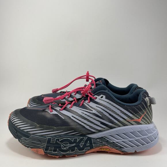 Hoka One One Speedgoat 4 Running Shoe Women Size 9 Purple Sneaker Vibram Trail - Picture 3 of 12
